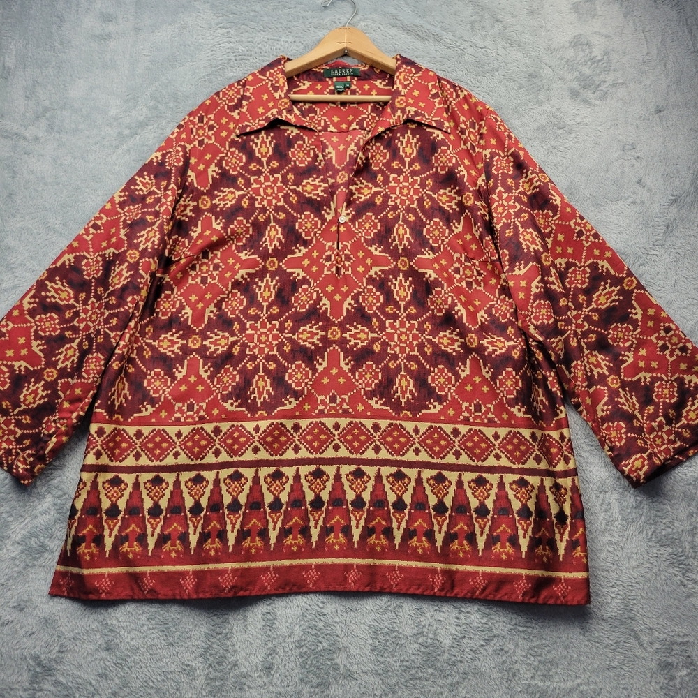 Ralph Lauren LRL Womens Blouse Size 3X Roll Tab Sleeve